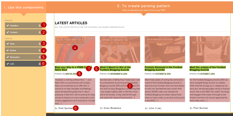 fetch RSS creates RSS feed embed to in website 